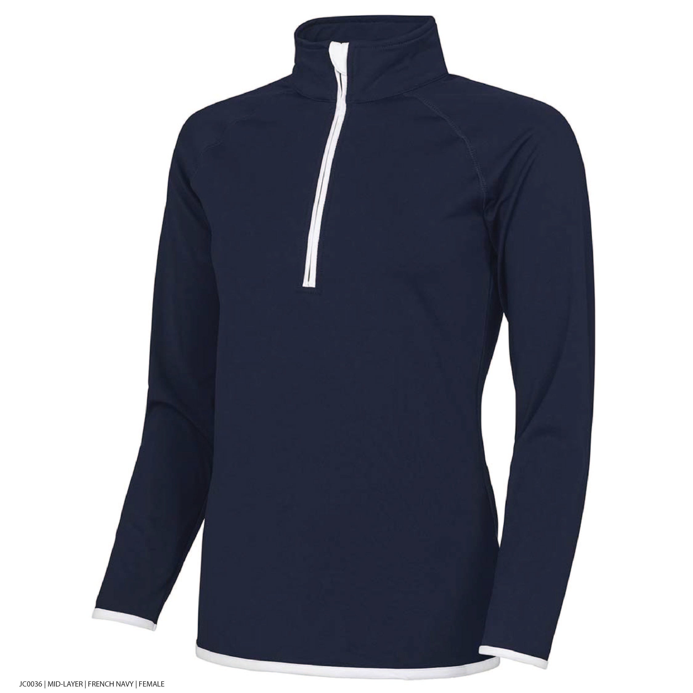 Cool 1/2 Zip Sweat Top - Navy - Female Cut